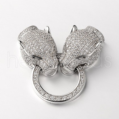 Brass Micro Pave Cubic Zirconia Fold Over Clasps ZIRC-M043-P-02-RS-1