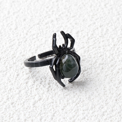Natural Indian Agate Spider Open Cuff Rings PW-WGC70E9-20-1