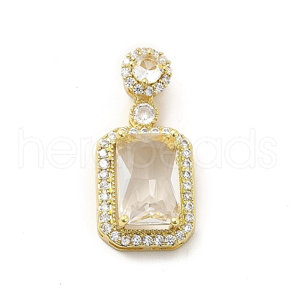 Brass Micro Pave Clear Cubic Zirconia Pendants KK-I695-007B-1