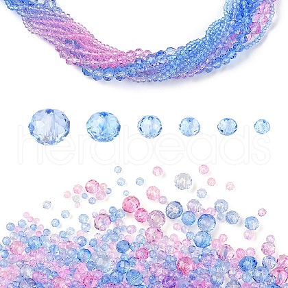 6 Styles Gradient Color Transparent Painted Glass Beads Strands DGLA-YW0001-28H-1