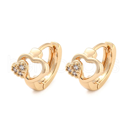 Rack Plating Brass with Cubic Zirconia Hoop Earrings for Women EJEW-G363-02KCG-1