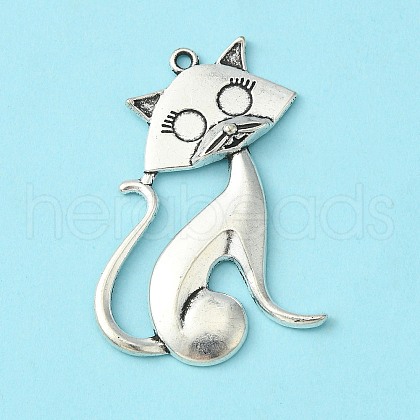 Tibetan Style Alloy Kitten Pendants X-TIBEP-22758-AS-NR-1