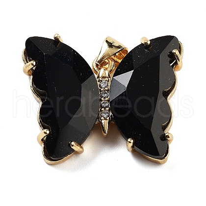 Brass Micro Pave Clear Cubic Zirconia Pendants ZIRC-P079-A01-15-1