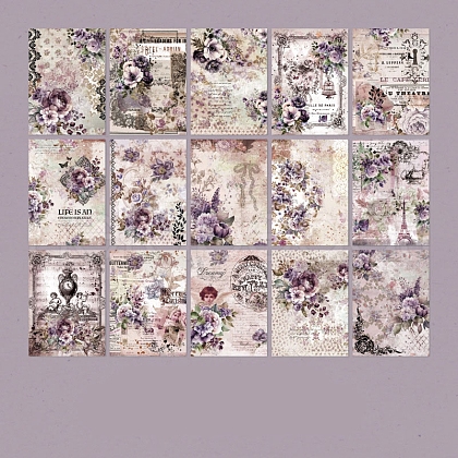 30 Sheets 5 Styles Vintage Flower Scrapbook Paper Pads PW-WG62589-02-1