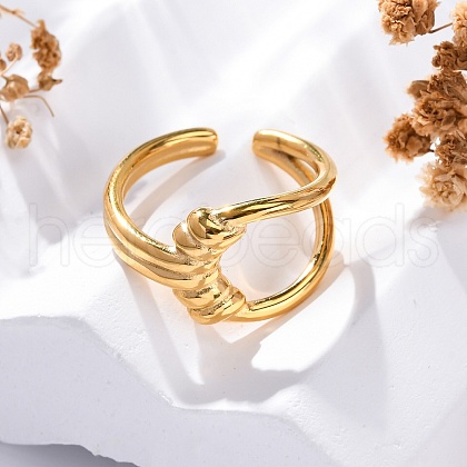 304 Stainless Steel Open Cuff Ring RJEW-Z082-01F-G-1