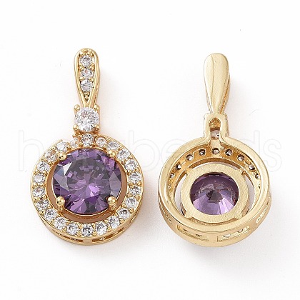 Brass Micro Pave Cubic Zirconia Pendants KK-E068-VC446-1