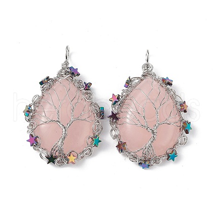 Natural Rose Quartz Big Pendants G-L524-09P-01-1
