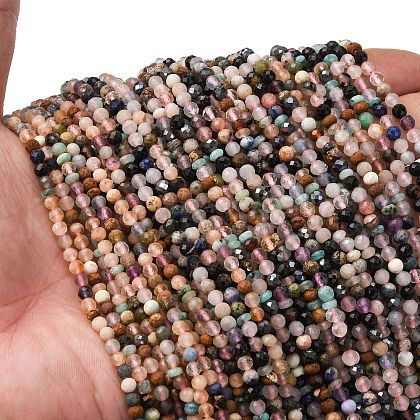 Natural Mixed Gemstone Beads Strands G-RM2025-A43-3mm-1