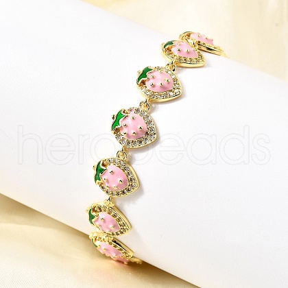 Brass Micro Pave Cubic Zirconia Link Bracelets BJEW-K278-02G-01-1