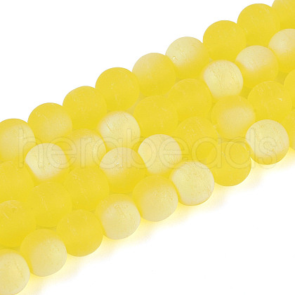 Frosted Transparent Glass Beads Strands GLAA-T032-T6mm-MBB12-1