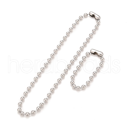 304 Stainless Steel Ball Chain Necklace & Bracelet Set STAS-D181-02P-01C-1
