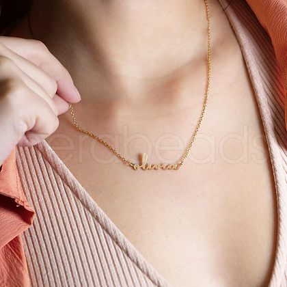 Stainless Steel Name Pendant Necklaces WG885C8-03-1