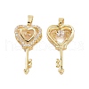 Brass Micro Pave Clear Cubic Zirconia Pendants KK-E068-VC284-1