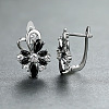 Brass Micro Pave Cubic Zirconia Flower Hoop Earrings WGA76CA-02-1