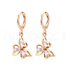 Flower Brass Micro Pave Cubic Zirconia Dangle Leverback Earrings EJEW-N058-09G-2