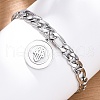 304 Stainless Steel Flat Round with Hamsa Hand Charm Bracelets BJEW-A036-13P-1