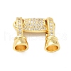 Rack Plating Brass Micro Pave Clear Cubic Zirconia Fold Over Clasps KK-E034-39G-1