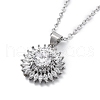Brass Clear Cubic Zirconia Flower Pendant Neckalces NJEW-C077-01P-1