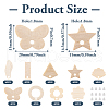  36Pcs 9 Styles Rectangle & Flower & Butterfly & Star Ash Wood Stud Earring Findings EJEW-TA0001-19-13