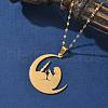 304 Stainless Steel Moon with Woman Pendant Necklaces for Ramadan & Eid Mubarak NJEW-D318-02G-2