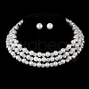 Round Alloy Rhinestone Stud Earrings & Multilayer Chain Necklaces FS-WG65918-05-1