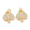 Brass Micro Pave Clear Cubic Zirconia Pendants ZIRC-P094-20G-RS-2