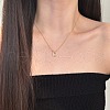 Round Ring 925 Sterling Silver Pave Cubic Zirconia Pendant Necklaces for Women NJEW-F338-01G-1