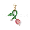 Flower Seed Bead & Glass Braided Pendant Decorations HJEW-TA00338-4