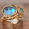 Alloy Multi-Moonstone Finger Rings for Women FS-WG1D73B-05-1