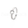 304 Stainless Steel Moon Open Cuff Ring for Women RJEW-S405-235P-3