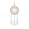 Acrylic Woven Net/Web with Feather Pendant Decorations HJEW-JM02352-01-1