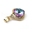 Real 18K Gold Plated Rack Plating Brass Micro Pave Clear Cubic Zirconia Pendants KK-C015-16G-04-2