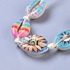 Adjustable Printed Cowrie Shell Braided Bead Bracelets BJEW-JB04273-2