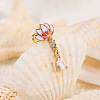 Clear Cubic Zirconia with Enamel Pink Lotus Flower Clip on Nose Rings FS-WG6F390-01-3