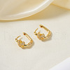 Elegant Brass Clear Cubic Zirconia X-shaped Hoop Earrings KK9817-5