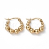 201 Stainless Steel Round Beaded Hoop Earrings with 304 Stainless Steel Pins for Women EJEW-B016-14A-G-1