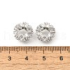 Flower Brass Micro Pave Cubic Zirconia European Beads KK-V008-19P-02-2