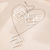 Rhombus Alloy Pendant Necklace & Stud Earring Sets FS-WG63DA9-01-1