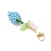 Flower Bud Glass Pearl & Seed Beads Pendant Decorations HJEW-MZ00275-02-4