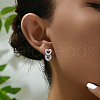Elegant S925 Sterling Silver Clear Cubic Zirconia Heart Dangle Stud Earrings SV9375-5