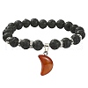 Natural Lava Rock Round Beaded Stretch Bracelet BJEW-JB09377-2