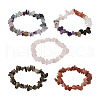 Fashewelry 5Pcs 5 Style Natural Mixed Stone Chip Beads Stretch Bracelets for Women BJEW-FW0001-03-9