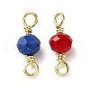 Faceted Glass Connector Charms KK-D044-02G-2