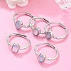 Oval Natural Aquamarine Adjustable Rings RJEW-G273-04P-02-1