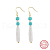 Synthetic Turquoise & Natural Baroque Freshwater Pearl & 925 Sterling Silver Dangle Earrings for Women EJEW-G412-01G-1