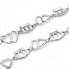 201 Stainless Steel Crown & Double Heart Link Chains CHS-F015-09P-01-1