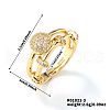 Brass Micro Pave Cubic Zirconia Adjustable Finger Rings for Women BI4333-3-2