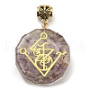 Natural Amethyst European Dangle Polygon Charms PALLOY-K012-01F-01-1