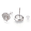 Rhodium Plated 925 Sterling Silver Micro Pave Cubic Zirconia Stud Earring Findings STER-T004-40P-1