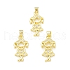 Rack Plating Brass Micro Pave Cubic Zirconia Pendants KK-C011-45G-2